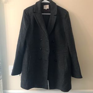 Loft Womens button down gray wool blend pea coat size 14